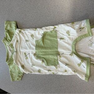 Green and White Kyte Baby Romper with Dragonfly Print